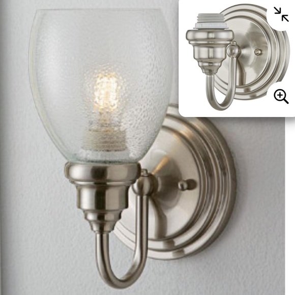 Lowes Exclusive Portfolio 1-Light Brushed Nickel Traditional Vanity Light Fitter - Picture 1 of 6